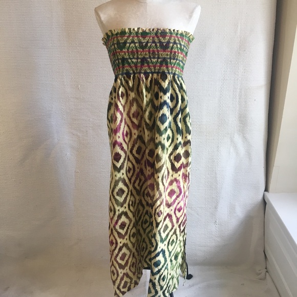 Anthropologie Dresses & Skirts - Anthro Ikat Print Batik Strapless Tube Maxi Dress